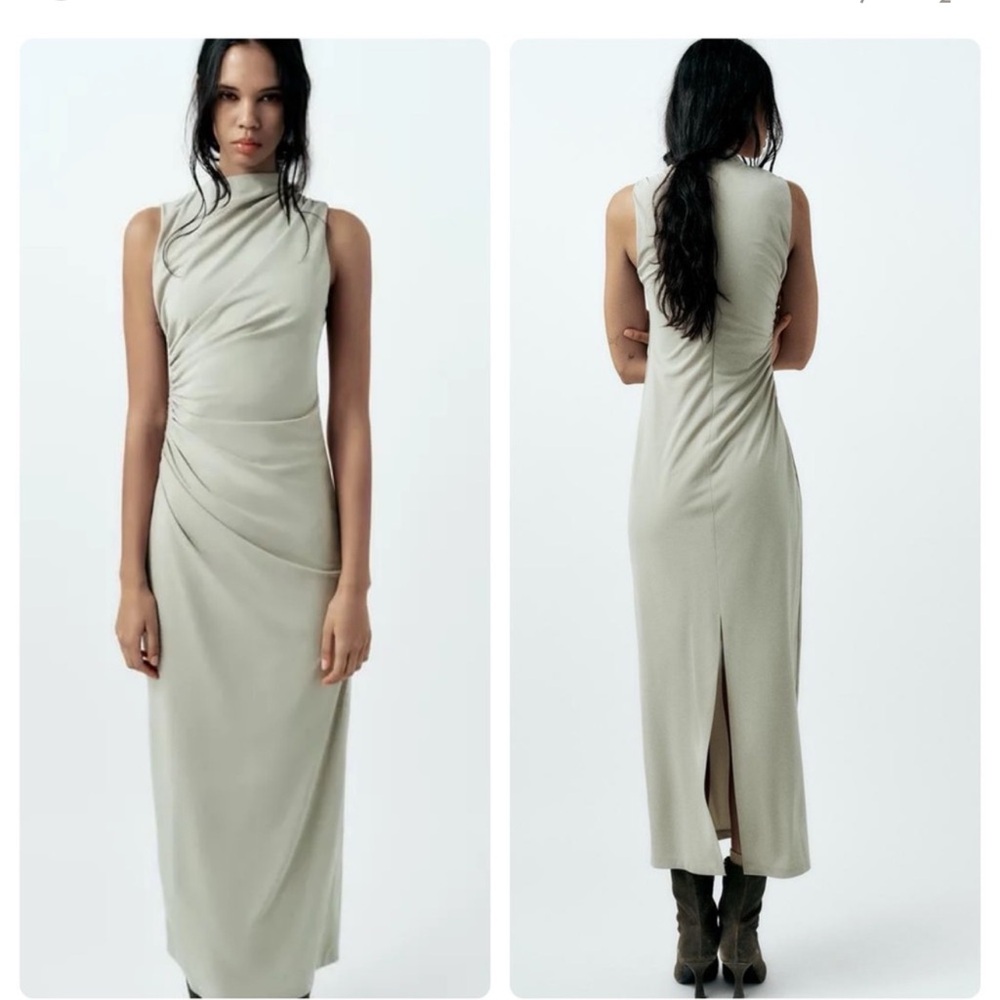 Zara sleeveless draped midi dress size XS